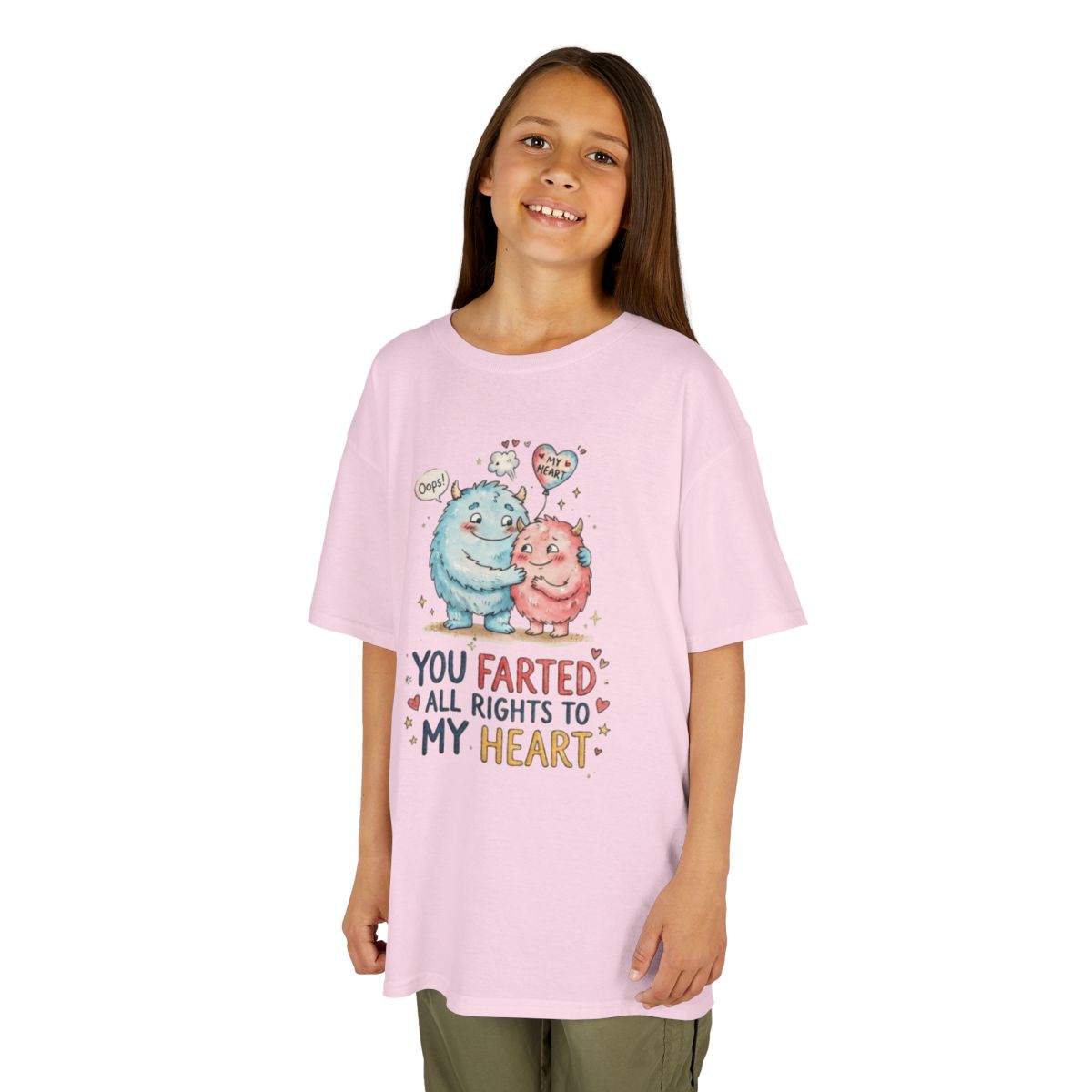 Color: Light Pink | You Farted All Rights To My Heart Kids Tee