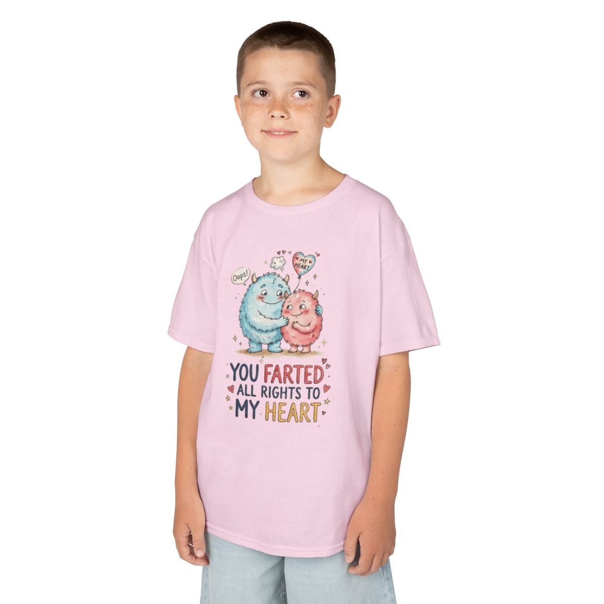 Color: Light Pink | You Farted All Rights To My Heart Kids Tee