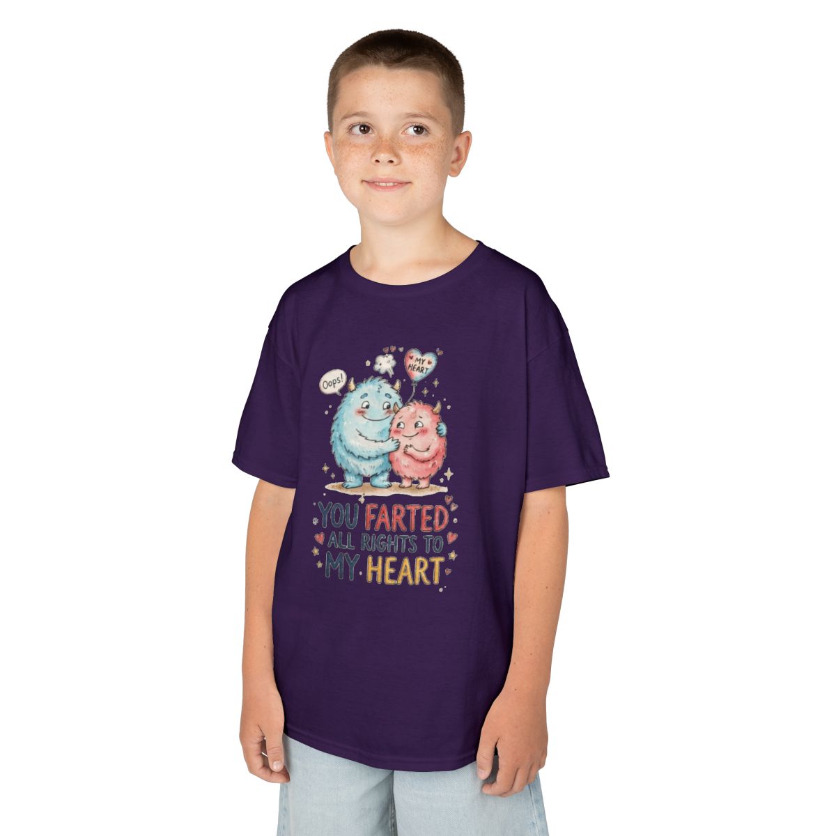 Color: Purple | You Farted All Rights To My Heart Kids Tee