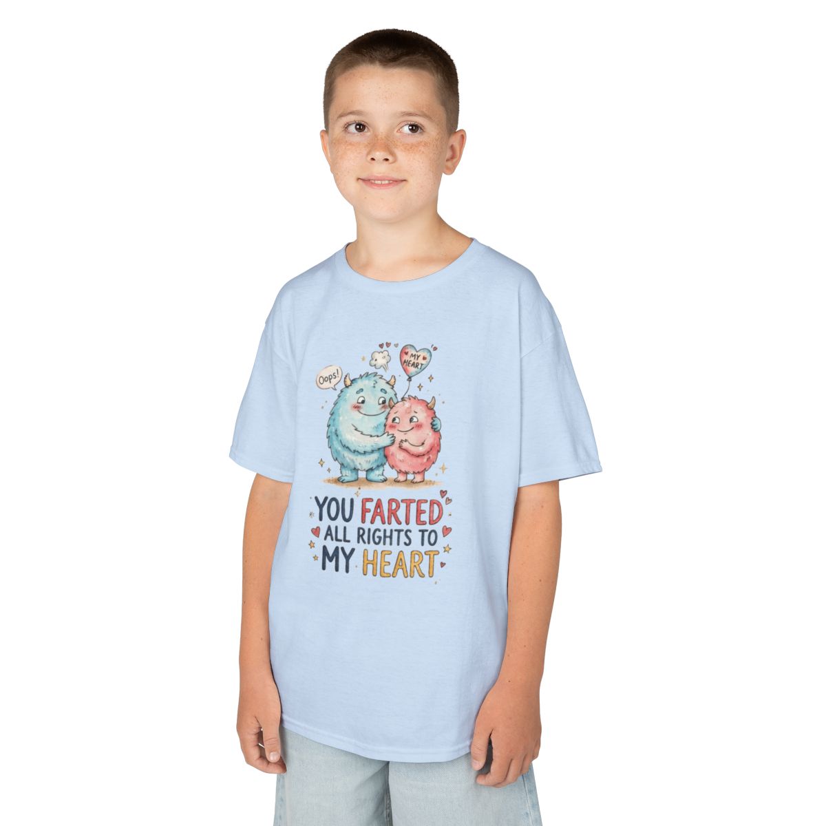 Color: Light Blue | You Farted All Rights To My Heart Kids Tee