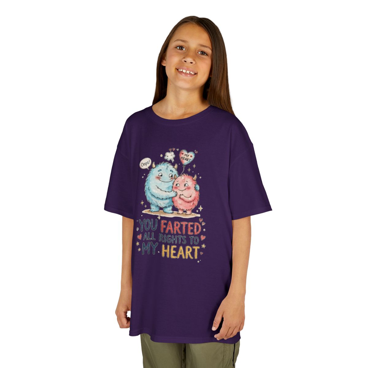 Color: Purple | You Farted All Rights To My Heart Kids Tee