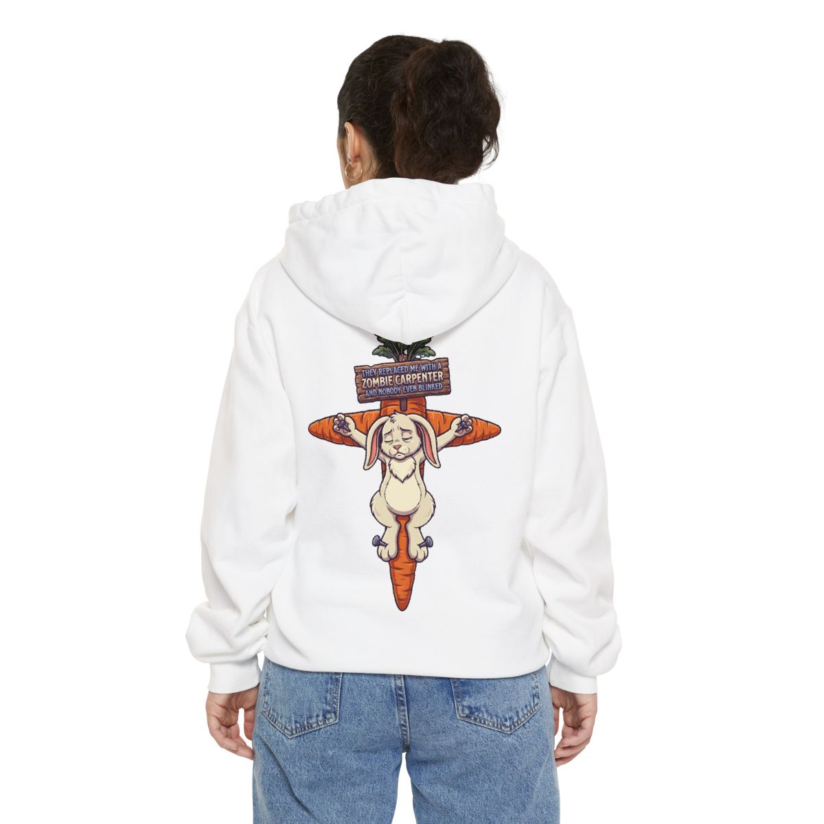 Color: White | Zombie Carpenter Garment-Dyed Hoodie