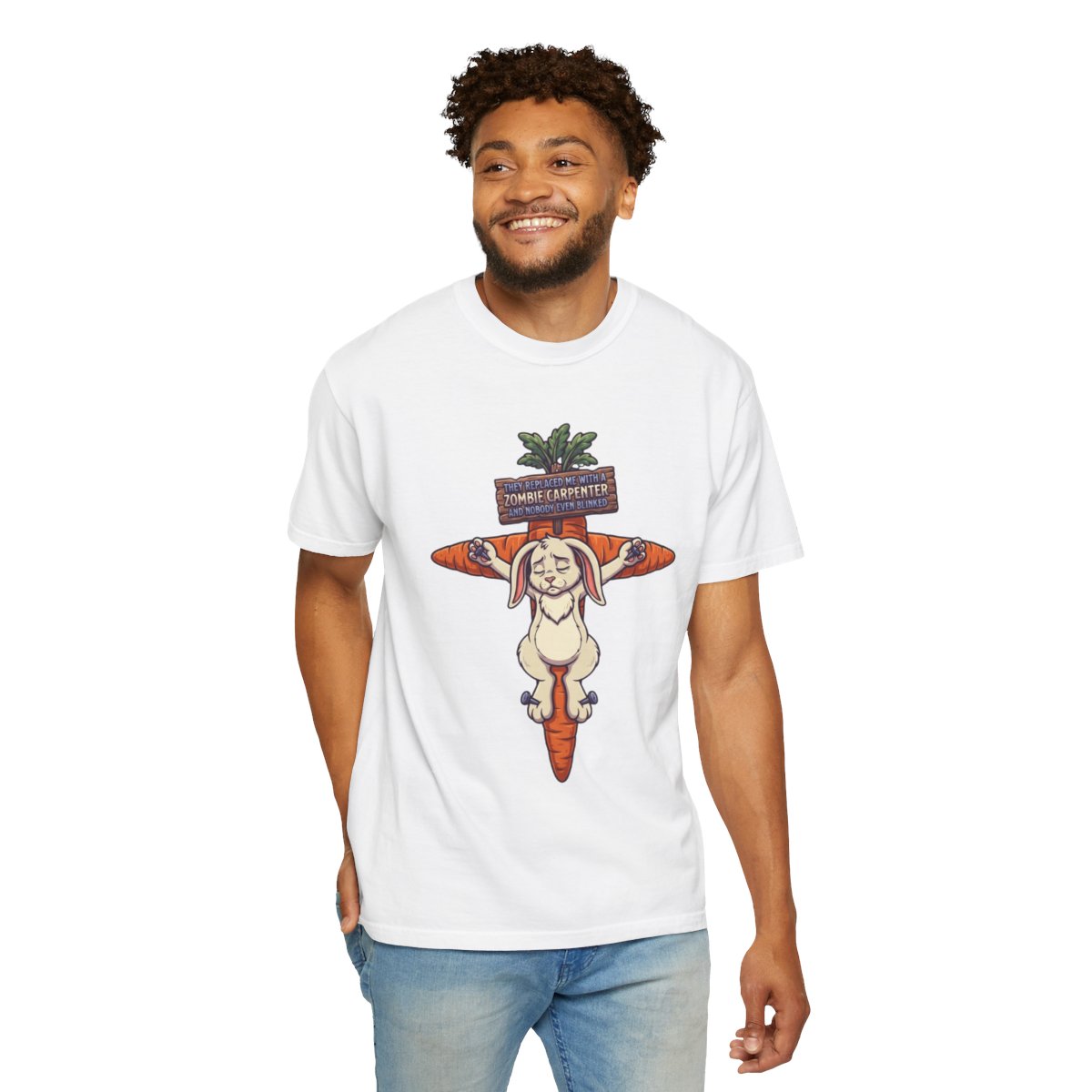 Color: White | Zombie Carpenter Unisex Garment-Dyed Tee